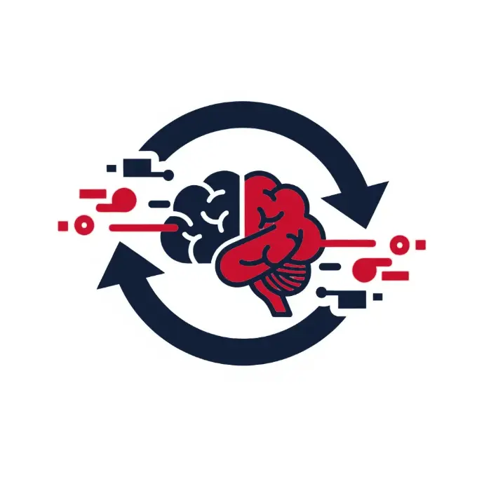 Brain processing and continuous AI learning cycle icon | HSO Technology